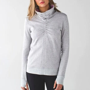 Lululemon In A Cinch Long Sleeve Pullover Sweater Reversible Grey Women's Medium